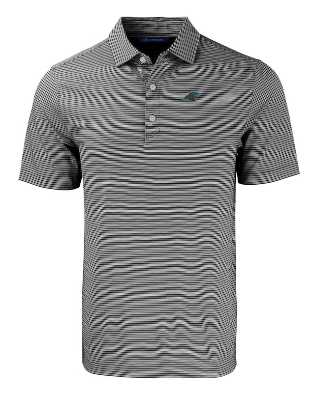 Panthers Cutter and Buck Men's Black Forge Eco Double Stripe Recycled Polo