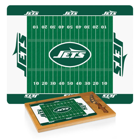 Jets Icon Glass Top Cutting Board & Knife Set by Picnic Time Pro Football Hall of Fame