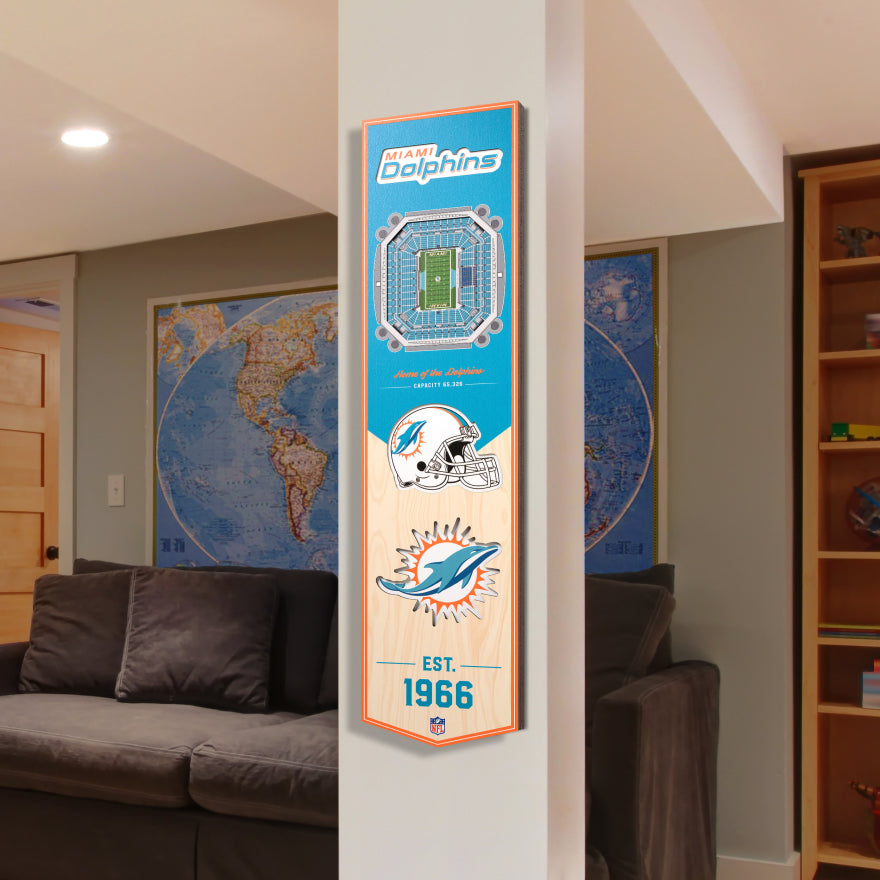 Dolphins 8" x 32" 3D Stadiumview Banner