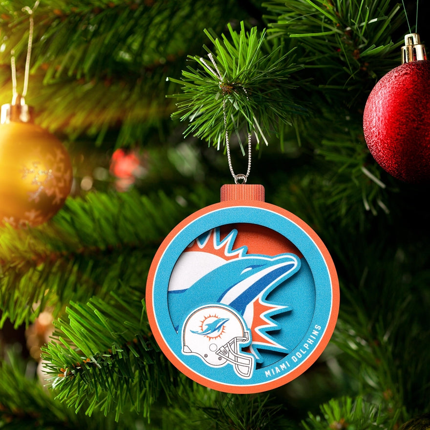 Dolphins 3-D Logo Ornament