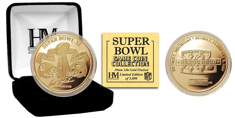 Super Bowl XL (40) Goldplate Flip Coin